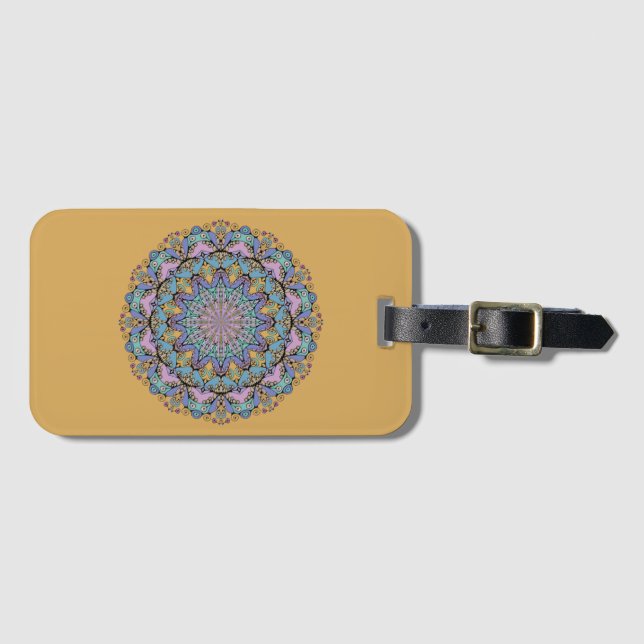Handgemälde Mandala Uhr Gesicht 3 Gepäckanhänger (Vorderseite (Horizontal))