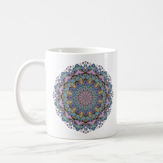 Handgemälde Mandala Uhr Gesicht 3 Kaffeetasse (Links)