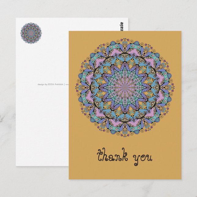 Handgemälde Mandala Uhr Gesicht 3 Postkarte (Vorne/Hinten)
