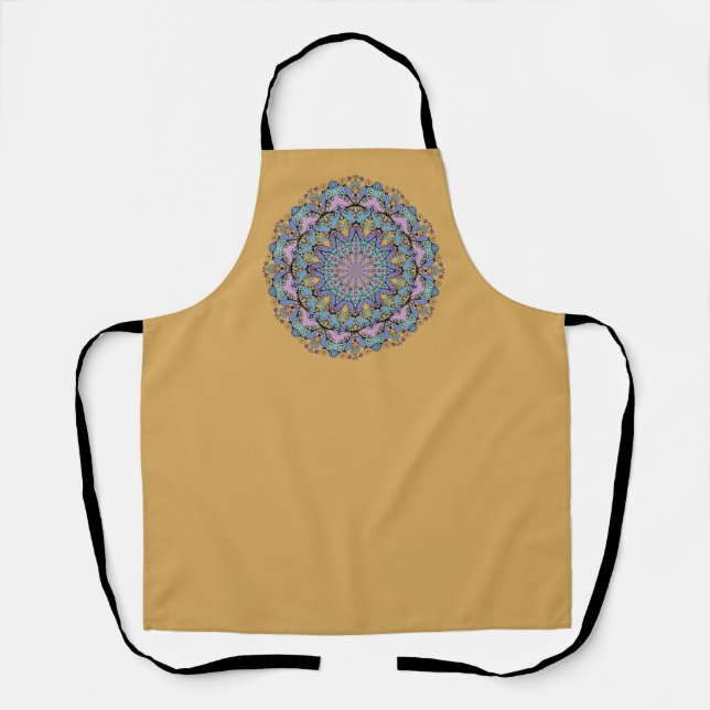 Handgemälde Mandala Uhr Gesicht 3 Schürze (Vorderseite)