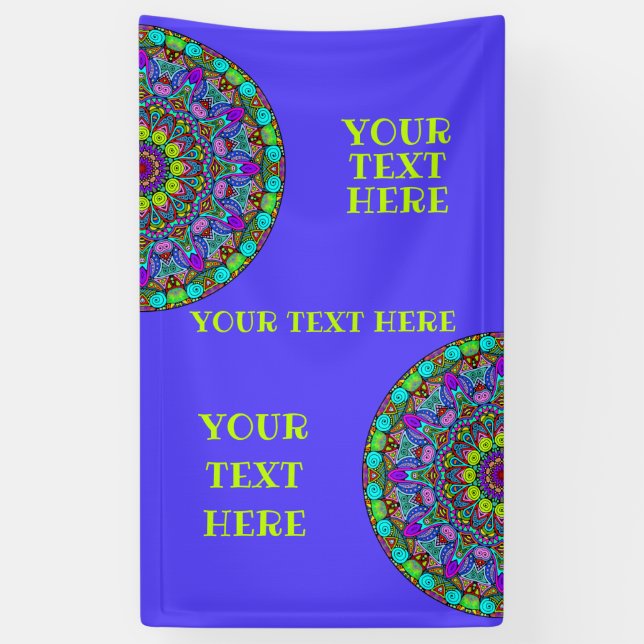 Handgemälde Mandala Uhrengesicht 4 Banner (Vertikal)