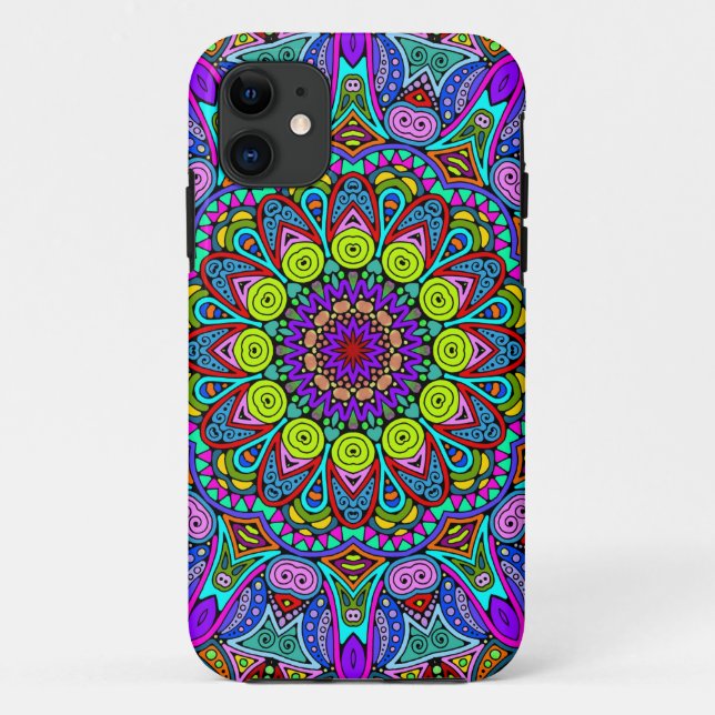 Handgemälde Mandala Uhrengesicht 4 Case-Mate iPhone Hülle (Rückseite)