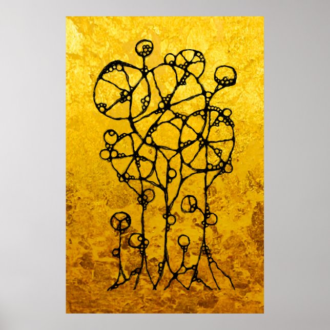 Handgemalt - Abstrakte Baumgruppe 1 Poster (Vorne)