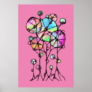 Handgemalt - Abstrakte Baumgruppe 3 Poster