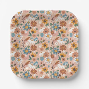 Handgemalt Abstraktes Blumenmuster-23136 Pappteller