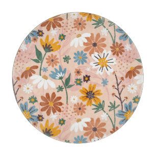 Handgemalt Abstraktes Blumenmuster-23136 Schneidebrett