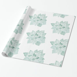 Handgemalt Aquarellfarben Sukkulent Echeveria Gree Geschenkpapier