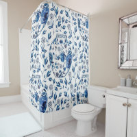 Handgemalt Blau & Weiß Chinoiserie Blumenstil