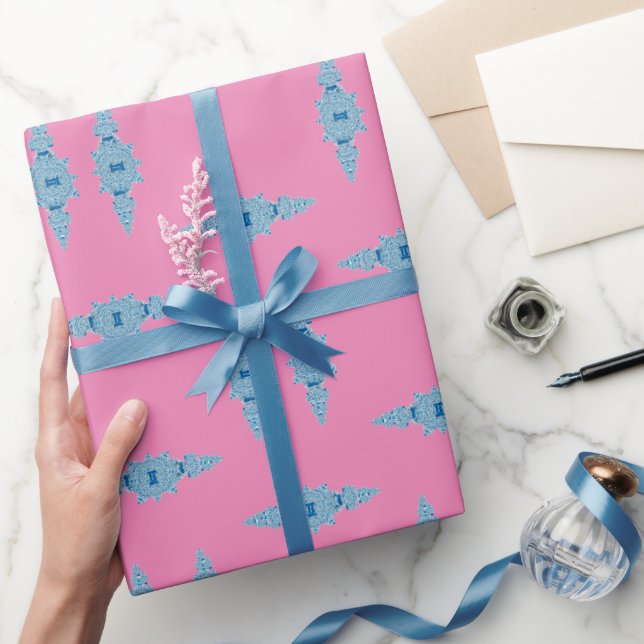 Handgemalt Blue Ginger Jar Wrapping Paper Geschenkpapier (Schenken)