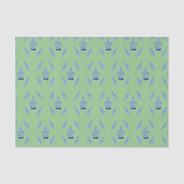 Handgemalt Blue Ginger Jar Wrapping Paper Seidenpapier (Vorderseite)