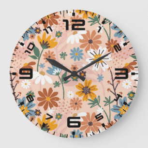 Handgemalt Blumenmuster-23136 Große Wanduhr