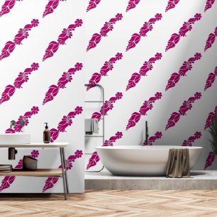Handgemalt Blütenbotanisch rosa Peel und Tick Tapete