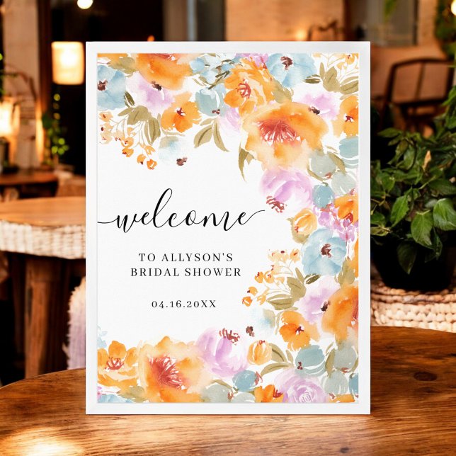 Handgemalt Boho Floral Watercolor-Brautparty Poster (Hand-Painted Boho Floral Watercolor Bridal Shower Poster)