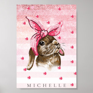 Handgemalt Bunny Glitzer personalisiert Poster