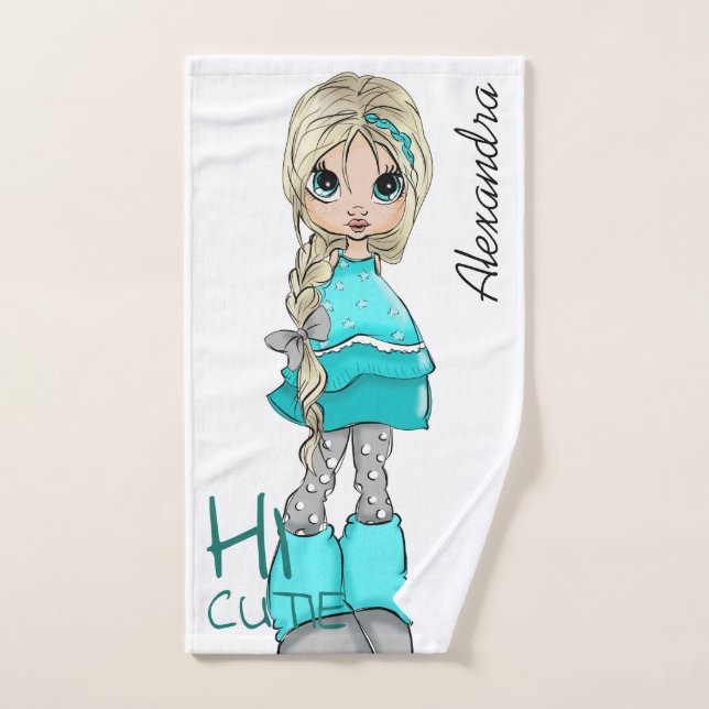Handgemalt Cartoon Girl Handtuch (Handtuch)
