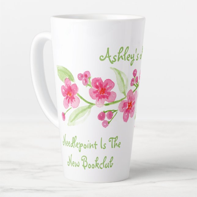 Handgemalt Cherry Blossom Needlepoint Milchtasse (Linke Ecke)