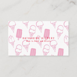 Handgemalt Eiscreme Muster Pink Mommy Visitenkarte