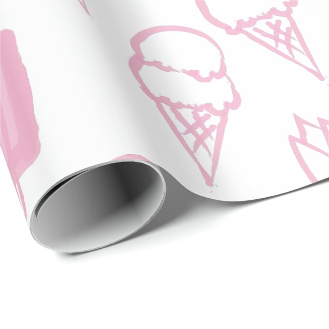 Handgemalt Eiscreme Muster rosa Geschenkpapier (Rolleneckpunkt)