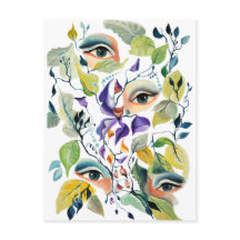 Handgemalt Elegant Feminine Eyes Farbige Blätter