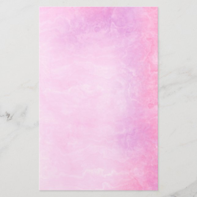 Handgemalt eleganter rosa Marmor Briefpapier (Vorderseite)