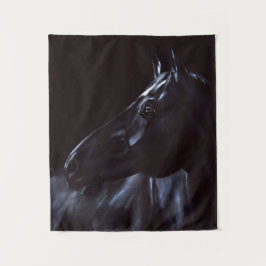 Handgemalt, elegantes schwarzes Pferd Wandteppich
