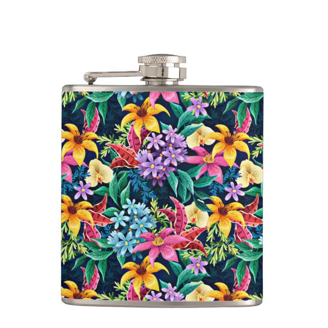Handgemalt Exotic Floral Pattern-23001 Flachmann (Vorderseite)