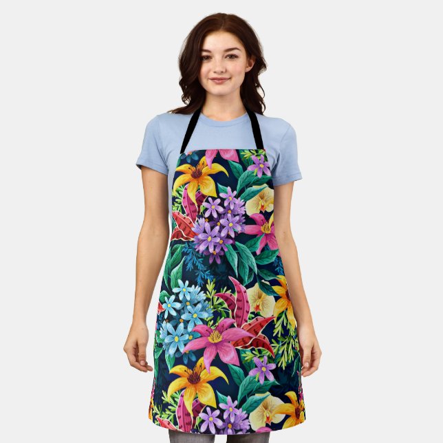 Handgemalt Exotic Floral Pattern-23001 Schürze (Getragen)