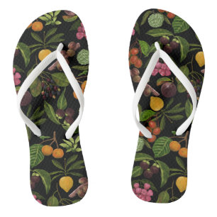Handgemalt farbenfrohe exotische tropische Fruchtm Flip Flops