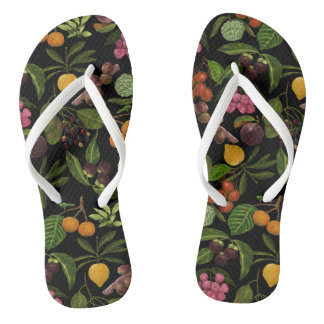 Handgemalt farbenfrohe exotische tropische Fruchtm Flip Flops