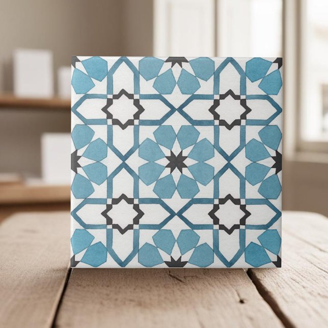 Handgemalt geometrisch aquamarin-marokkanisch fliese (Von Creator hochgeladen)
