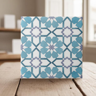 Handgemalt geometrisch aquamarin-marokkanisch fliese