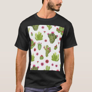 Handgemalt grünes Kaktusmuster T-Shirt