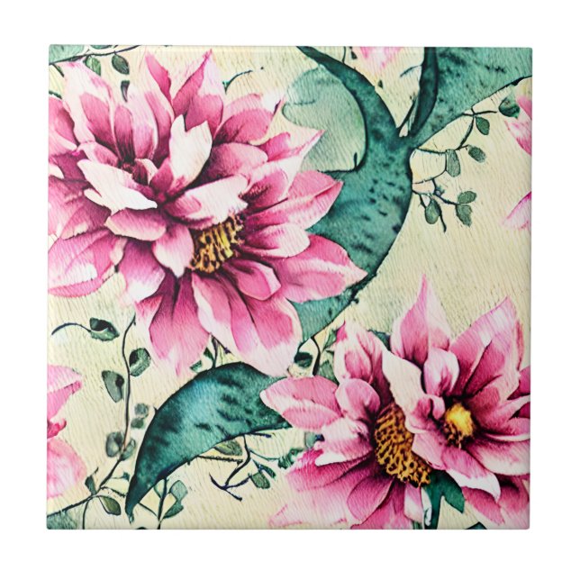 Handgemalt künstlerisch Moderne Vintage Niedliche  Fliese (Vorderseite)