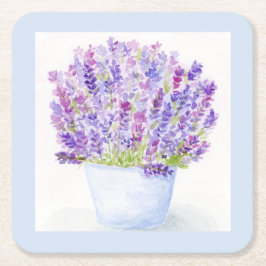Handgemalt Loose Wasserfarbe Lavendel Blumenpapier Rechteckiger Pappuntersetzer