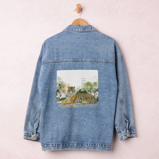 Handgemalt Majestic Bengalisch Tiger Jeansjacke (Hangar)