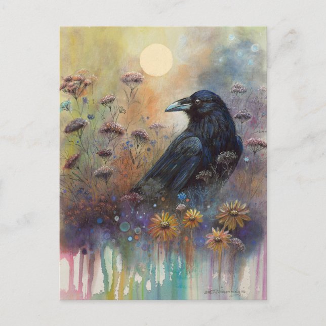 Handgemalt mit Wildblumen Postkarte (Vorderseite)