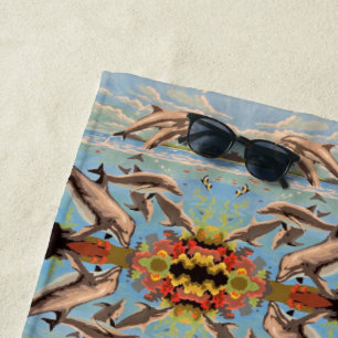 Handgemalt nach Anzahl Delphinen Mirror Tiled Strandtuch