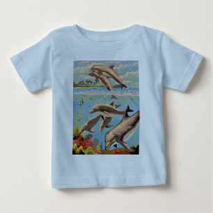 Handgemalt nach Anzahl Geliebte Delphine Baby T-shirt