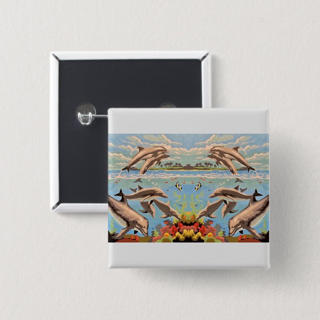 Handgemalt nach Anzahl | Geliebte Delphine | Button (Vorne & Hinten)