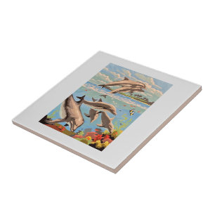 Handgemalt nach Anzahl Geliebte Delphine Fliese