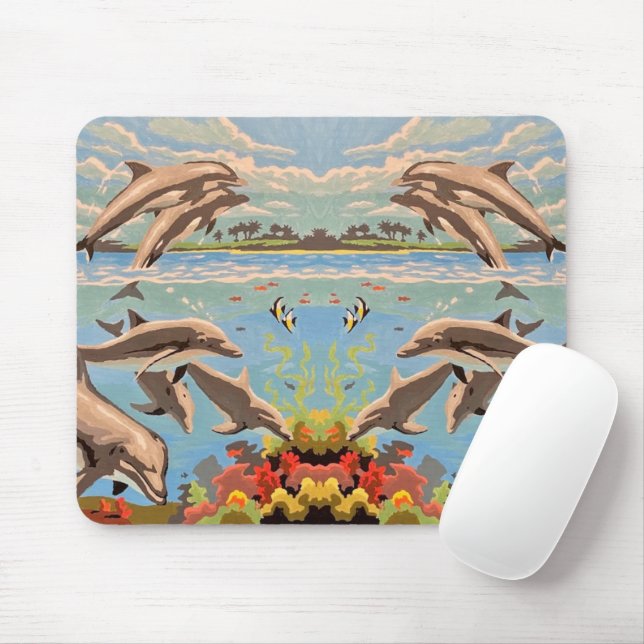 Handgemalt nach Anzahl | Geliebte Delphine | Mousepad (Mit Mouse)