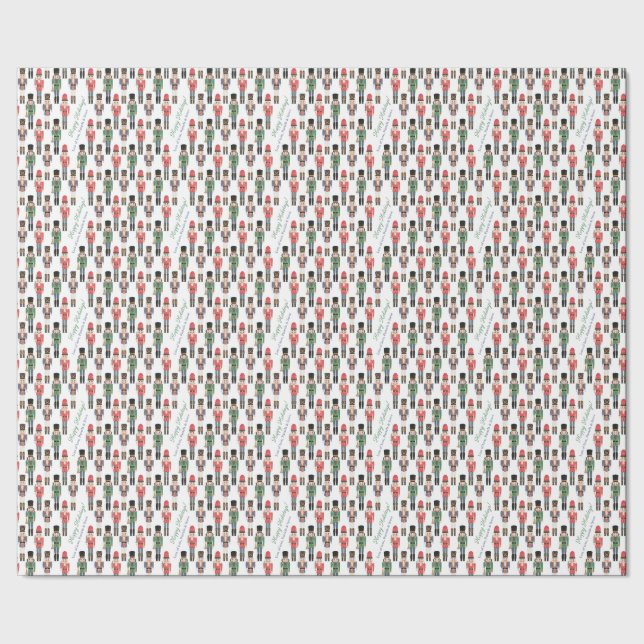 Handgemalt Nutcracker Toy Soldier Frohe Weihnachte Geschenkpapier (Saum)