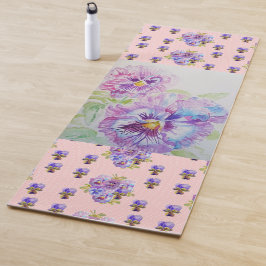 Handgemalt Pansy Stiefmütterchen Blumenmatte Yoga Yogamatte