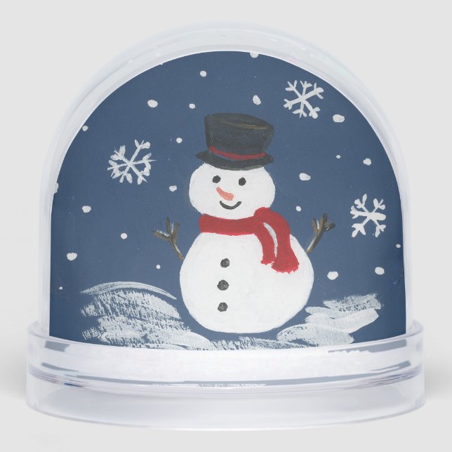 Handgemalt Snowman FÜGT IHR FOTO HINZU Schneekugeln (Vorderseite)