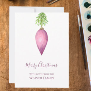 Handgemalt Wasserfarbe Rosa Weihnachtsbaum Feiertagskarte