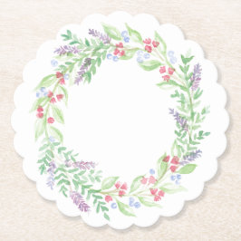 Handgemalt Wasserfarbenblumenreath Untersetzer