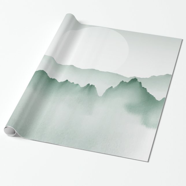 Handgemalt Wasserfarbengebirge Landschaft Geschenkpapier (Ungerollt)
