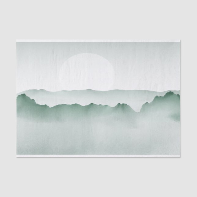 Handgemalt Wasserfarbengebirge Landschaft Seidenpapier (Vorderseite)