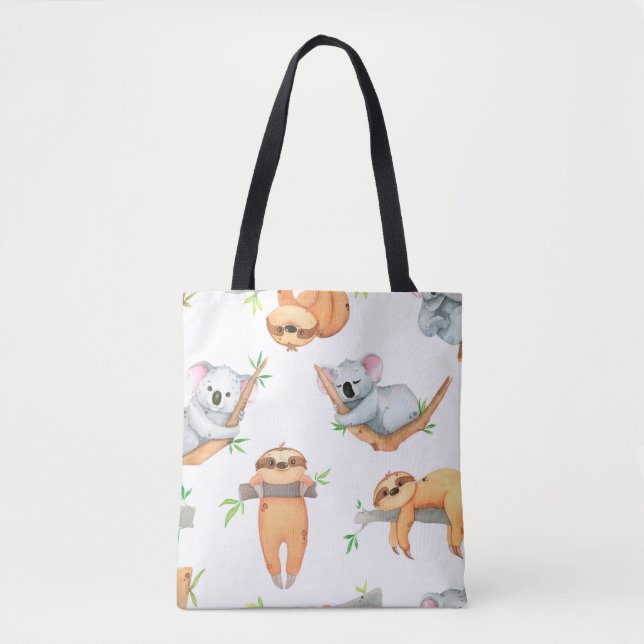 Handgemalt Wasserfarbmuster tropische niedliche An Tasche (Vorderseite)