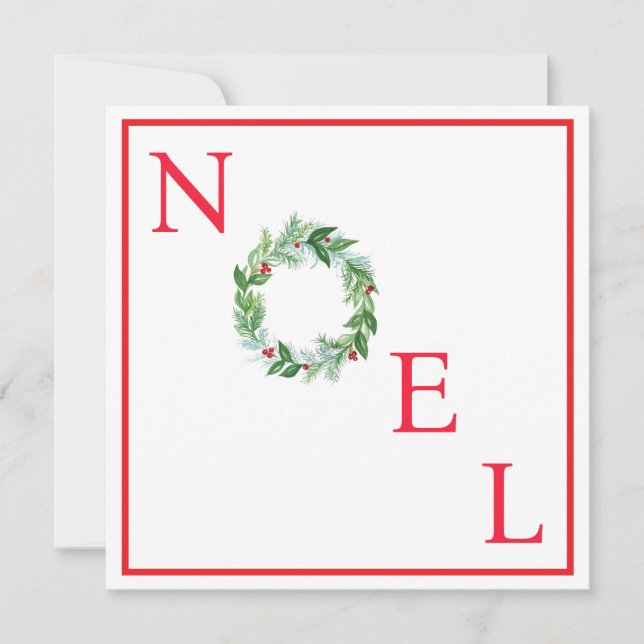 Handgemalt Watercolor Holiday Wreath WEIHNACHTEN (Vorderseite)
